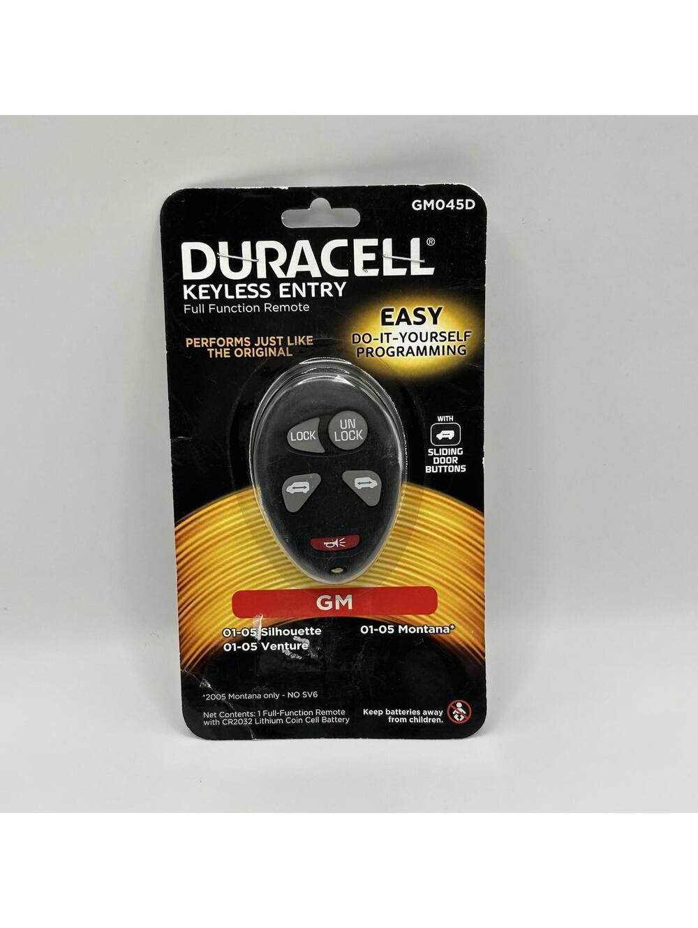 New Duracell Keyless Entry Full Function Remote for GM Vehicles GM045D Key fob